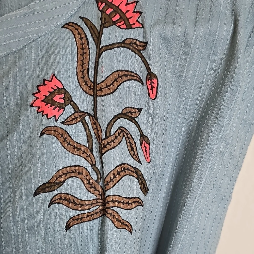 Uncle Frank by Ivy Jane Blue Floral Button-Front Tie Waist Barrel Leg Jumpsuit - Picture 7 of 13